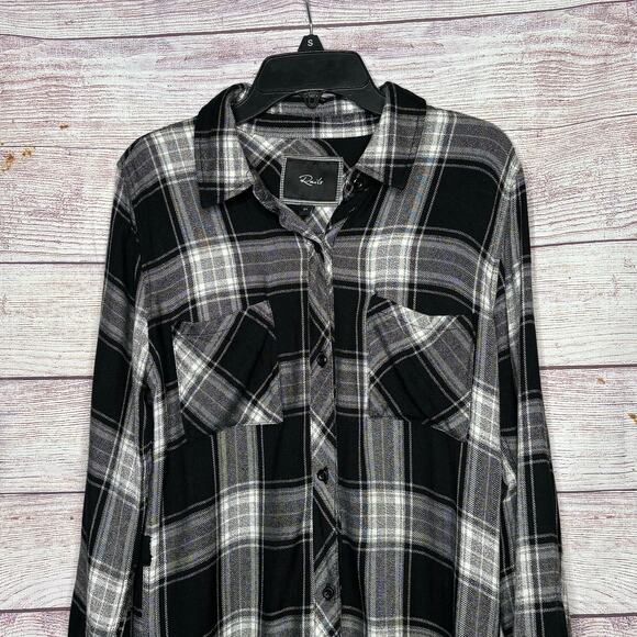 Rails Black & White Plaid Flannel Fall Autumn Button Down Shirt Dress Size XS - Picture 7 of 14